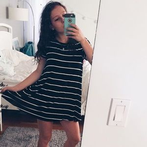 Black striped t-shirt dress